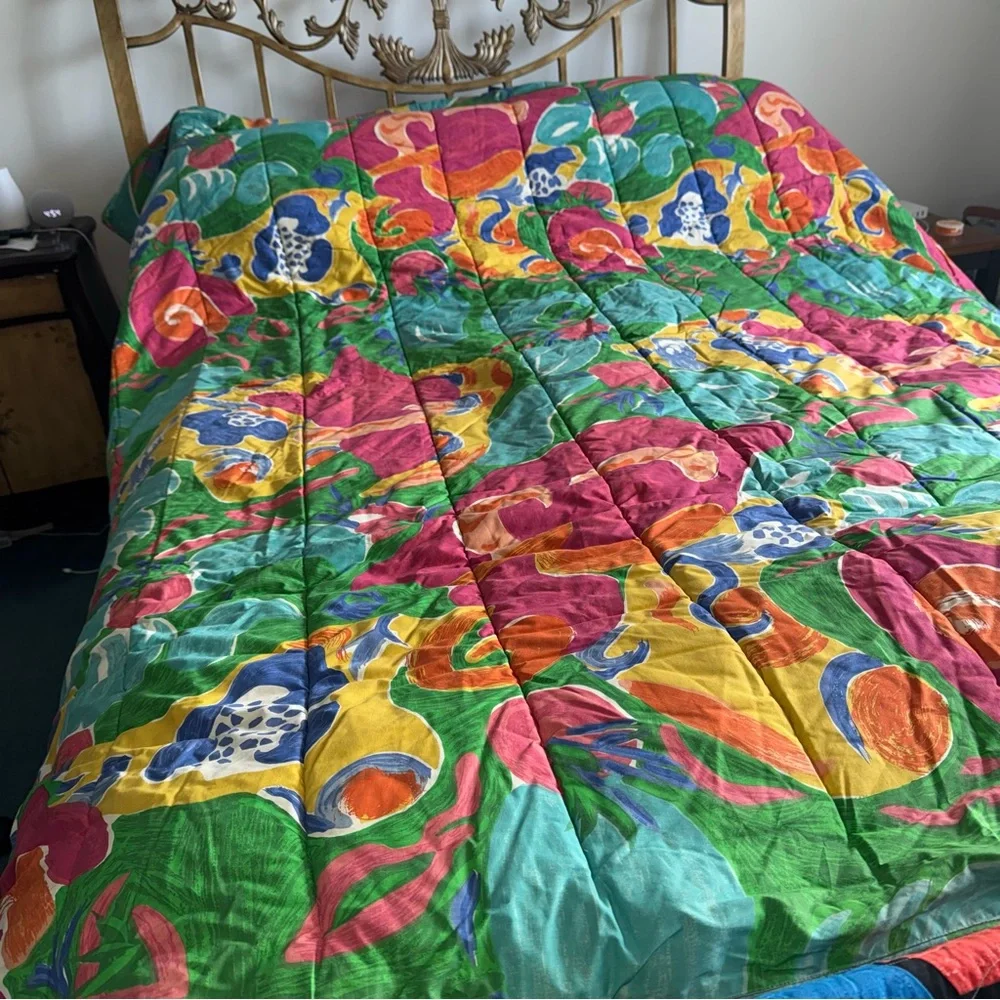 Vtg Ralph Lauren Costa Paradiso Queen Duvet Comforter Cotton Colorful Floral 90s